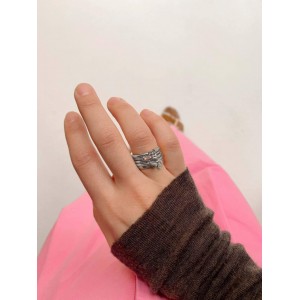 flower and heart ring, silver 925